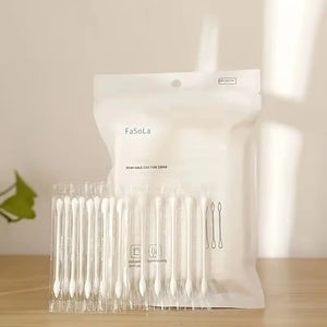 100-Pack Double-Ended Cotton Swabs - Individually Wrapped, Disposable, Travel-Friendly Cosmetic Sticks