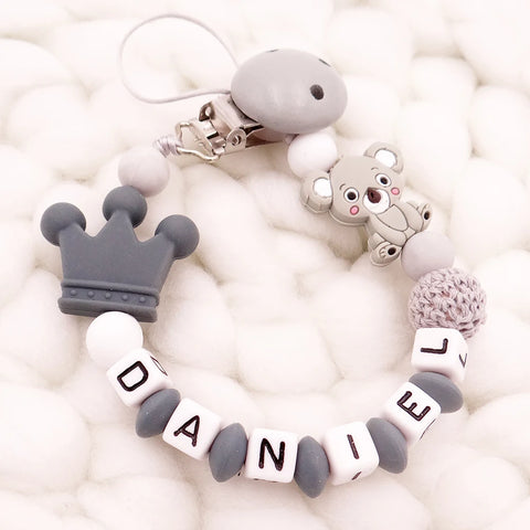 Handmade Personalized Name Pacifier Clips - Cute Silicone Holder for Baby Shower