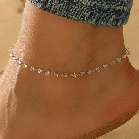 Bohemia Crystal Cubic Zirconia Anklet Bracelet Chain for Beach Party Travel Foot Jewelry
