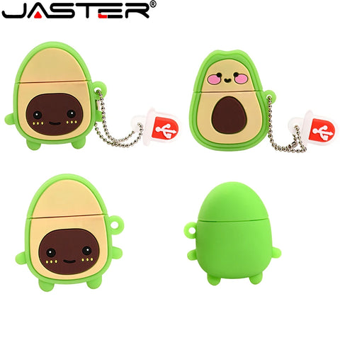 Cute Avocado USB Flash Drive Keychain - 64GB, 32GB, 16GB, 8GB, 4GB Cartoon Memory Stick