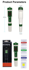 10 in 1 Water Quality Tester: pH/EC/TDS/ORP/Temp/Salt/Resistivity for Aquariums & Pools