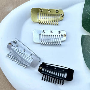 10-50pcs Hair Extension Clips 3.6cm, 10 Teeth Snap Clips with Safety Pin for Weft
