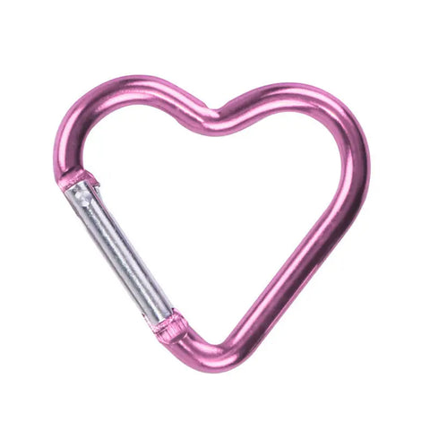 Heart-Shaped Aluminum Carabiner Keyring Hook Clip for Outdoor Travel, Water Bottle Hanger, Key Chain Accessory