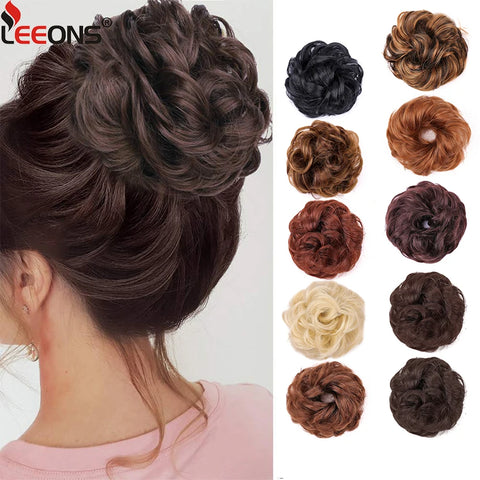 Curly Hair Bun Scrunchy Extensions - Elastic Tousled Chignon Ponytail Updo Hairpiece