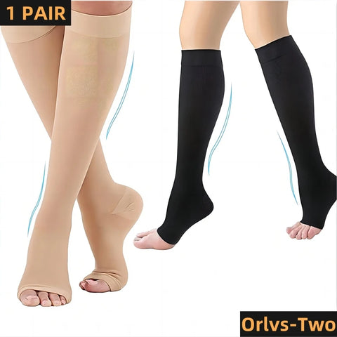 Compression Socks S-XXL Toeless Support Hose for Varicose Veins Relief - Unisex Medical Grade