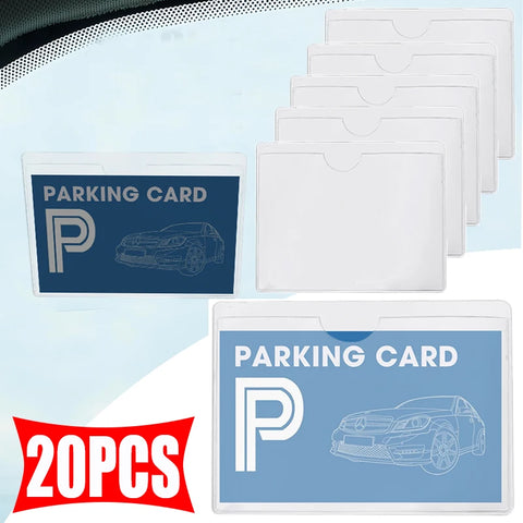 Clear Car Windshield Parking Pass Holder Set with Adhesive Film for ID Cards