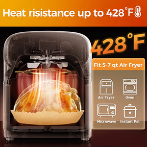 100-Pack Disposable Air Fryer Liners, Nonstick, Greaseproof, Easy Clean, Round Baking Paper