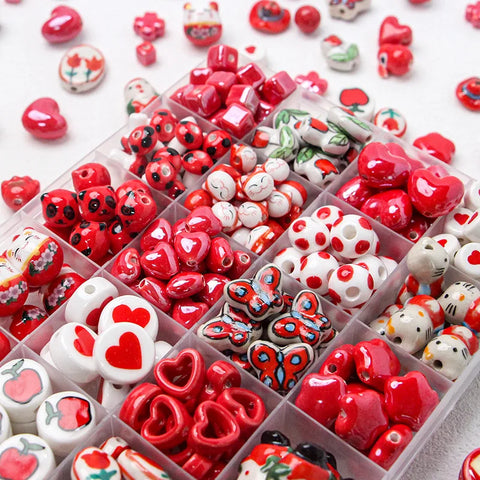 Fire Red Ceramic Beads DIY Jewelry Making Loose Beads Accessories