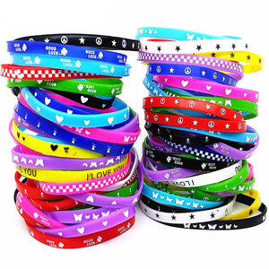 100pcs Assorted Silicone Bangle Bracelets Luminous Wristbands Fashion Jewelry