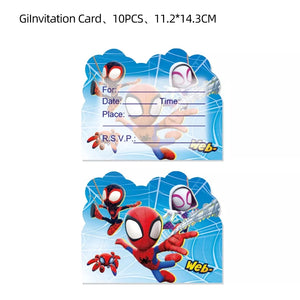 10-Pack Kids Spider Birthday Invitations Party Supplies