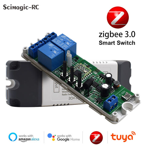 Dry Contact Zigbee Smart Switch Relay Module 1/2/4 Channel RF 433 Din Rail 12V/24V/230V