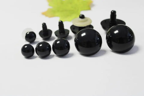 Black Craft Doll Safety Eyes Set 20pcs, 4mm-50mm