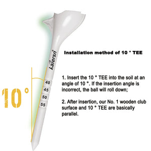 10-Piece Angled Plastic Golf Tees 10° for Improved Distance