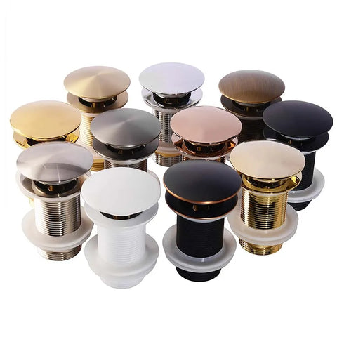 Bathroom Sink Pop Up Drain Stopper Brushed Gold, Matte Black, White, Rose Gold, Chrome