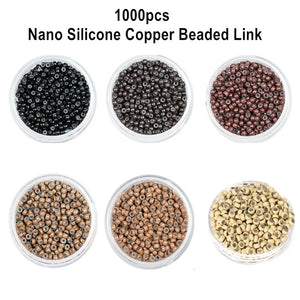 1000pcs Silicone Lined Micro Rings for Hair Extensions 3.0mm Nano Beads Black/Dark Brown/Blonde