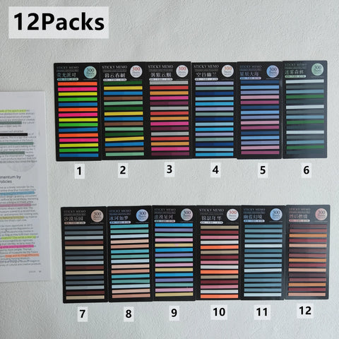 3600 Sheets Transparent Fluorescent Sticky Note Tabs Flags Bookmarks for School & Office Supplies