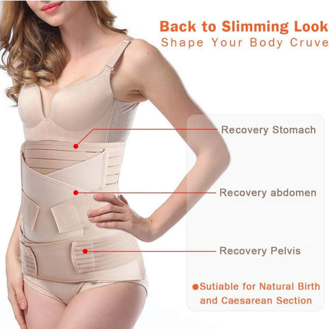 3 in 1 Postpartum Belly Wrap Support Band, Recovery Brace, Slimming Girdle Body Shaper