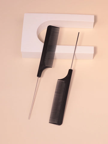 2pc Anti-Static Rat Tail Comb Set with Long Steel Pin for Teasing and Styling Wigs and Hair