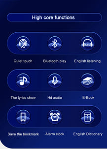 2" Metal Touch MP3 MP4 Music Player, Bluetooth 5.0, FM Radio, Alarm, E-book, Card Support
