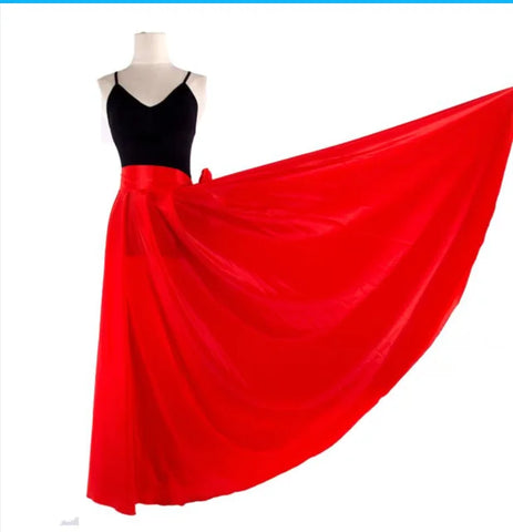 Elegant Women's Satin Long Skirt for Chinese Folk Dance – Solid Color
