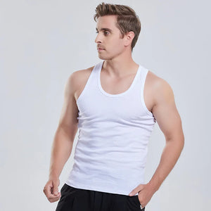 Men's Seamless Sleeveless 100% Cotton Undershirt, Large Size O-Neck, Soft Breathable Summer Singlet T-Shirt