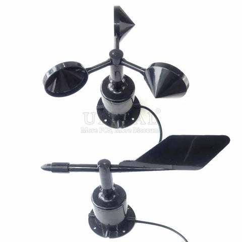 30m/s Outdoor 3-Cup Anemometer Sensor, Polycarbon Fiber Wind Speed/Direction, RS485/4-20mA/0-5V Output Weather Station