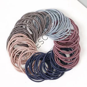 100pcs Women's 4cm Nylon Elastic Hair Bands Set - Scrunchies, Ponytail Rubber Bands, Hair Accessories Headwear