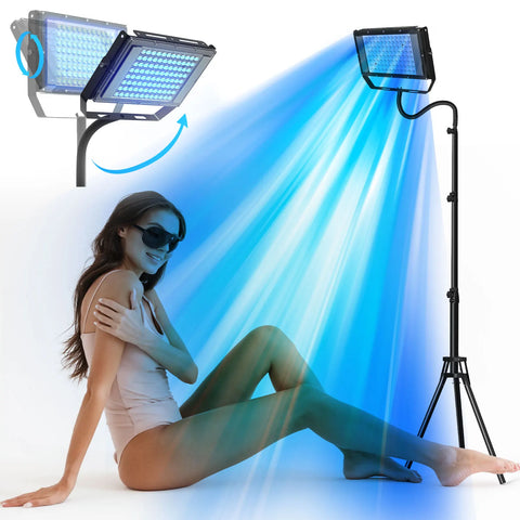 50W UV Tanning Lamp on Tripod | 48pcs Blue Light, 460-480nm Wavelength, Skin Care Solarium