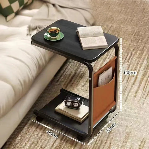 Adjustable Bedside Table with Wheels for Dorm & Bedroom - Laptop & Computer Desk