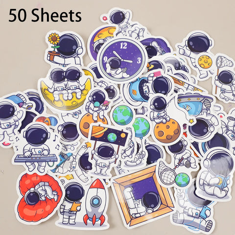 50 Space-Themed Stickers for Kids - Party Favors, Travel, Classroom Decor (50 Pack)