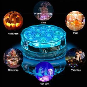 10 LED RGB Submersible Underwater Light for Pool, Garden, Wedding, Party, Aquarium, Vase, Bowl - Battery Operated