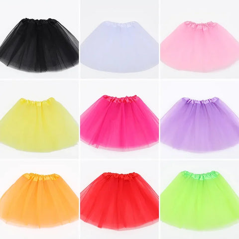 Girls Tulle Tutu Skirt Elastic Ballet Dancewear for Birthday Party, Kids 2-8 Years, 3-Layer Mini Skirt