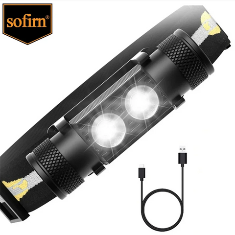 Dual SST40 LED Headlamp 1200lm USB Rechargeable 18650 Battery Tactical Outdoor Light
