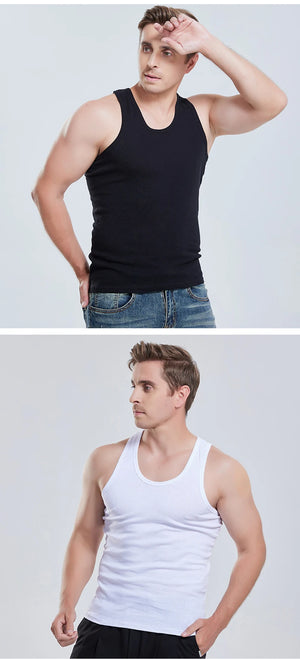 Men's Seamless Sleeveless 100% Cotton Undershirt, Large Size O-Neck, Soft Breathable Summer Singlet T-Shirt