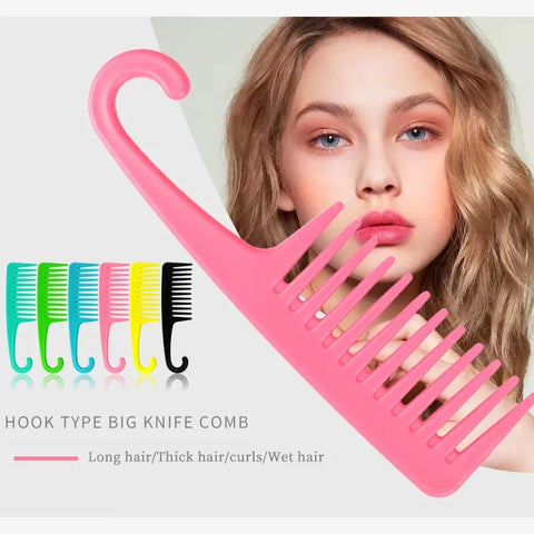 Heat-Resistant Wide Tooth Comb for Styling Real Hair Wigs - Anti-Static, Large Bent Design