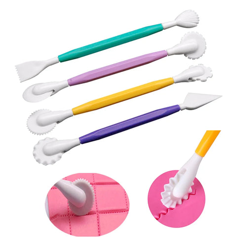 Cake Decorating Tools Kit: 4pc Fondant Cutter & Embosser Set