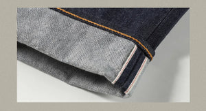 Men's Relaxed Straight Fit Jeans Raw Selvedge Denim Amekaji Style Pants 55501 Red Tornado