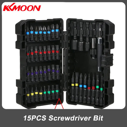 15pcs Drill & Screwdriver Bit Set for Wood, Metal, Security Screws - Impact Driver Compatible