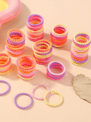 100pcs 2cm Colorful Hair-Safe Elastic Rubber Bands for Toddlers Baby Scrunchies Set