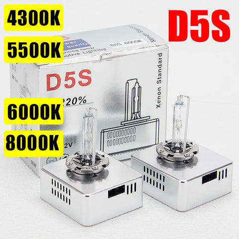 D5S HID Xenon Headlight Bulbs 2-Pack: 4300K-8000K 25W OEM Replacement Lights