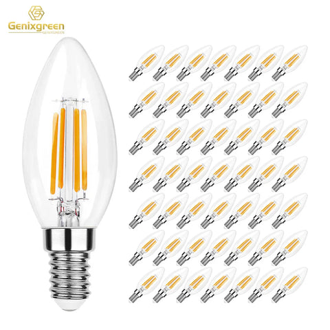 C35 4W E12 E14 Dimmable LED Candelabra Bulbs 40W Equivalent 2700K Warm White for Chandelier & Ceiling Fan