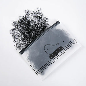 1000 Pack High Elasticity Black Transparent Hair Bands - No Damage, Disposable Hair Accessories