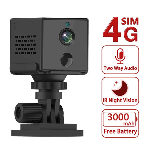5MP 4G Security Camera with SIM, WiFi, Human Detection, 3000mAh Battery, Mini Camcorder