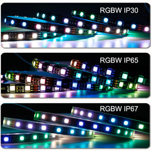 1-5m Addressable RGBW RGBWW LED Strip Light 5050 SMD 60 LEDs/m, White/Black PCB, IP30/IP65/IP67, DC12V