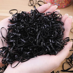 1000 Pack High Elasticity Black Transparent Hair Bands - No Damage, Disposable Hair Accessories