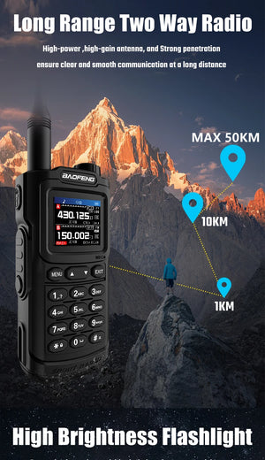 2025 Long Range Walkie Talkie 1000 Channel UHF VHF Ham Radio FM USB-C Charge Waterproof 2-Way Radio