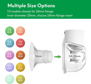 Flange Inserts 13-21mm for Wearable Breast Pump 24mm Shield Compatible with Momcozy S12 Pro S9 M5