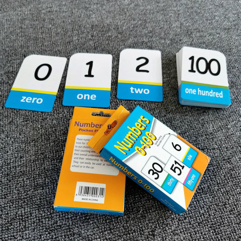 51-Piece Kids Math & English Flashcards: Educational Set 0-100