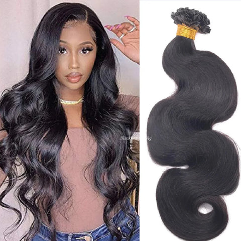 Flat Tip Body Wave Extensions Brazilian Human Hair Fusion K Tip 100g 100pcs