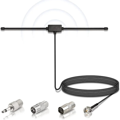 3m FM Dipole Antenna for Stereo Receiver with Audio Plug Connector 174-300MHz/470-890MHz